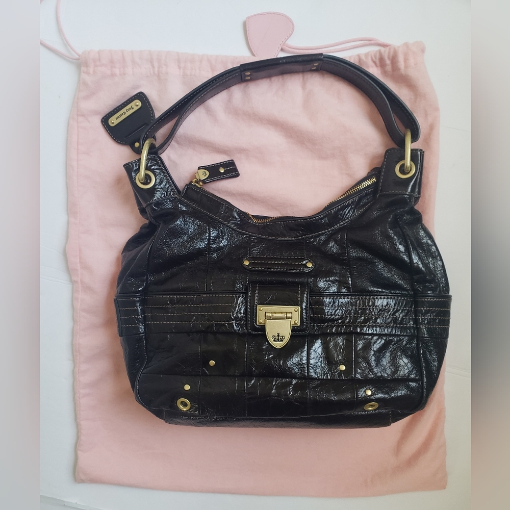 Y2K Juicy Couture Black Leather Hobo Bag!!!